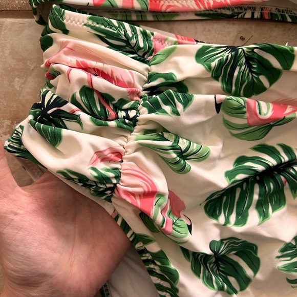 Tropical Monstera and Flamingo High-Waisted Bikini - Picture 10 of 15